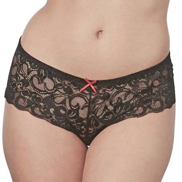 Plus Stretch Lace Boyshorts Womens 3x 4x Crotchless with Front/Back Bows - Picture 10 of 11